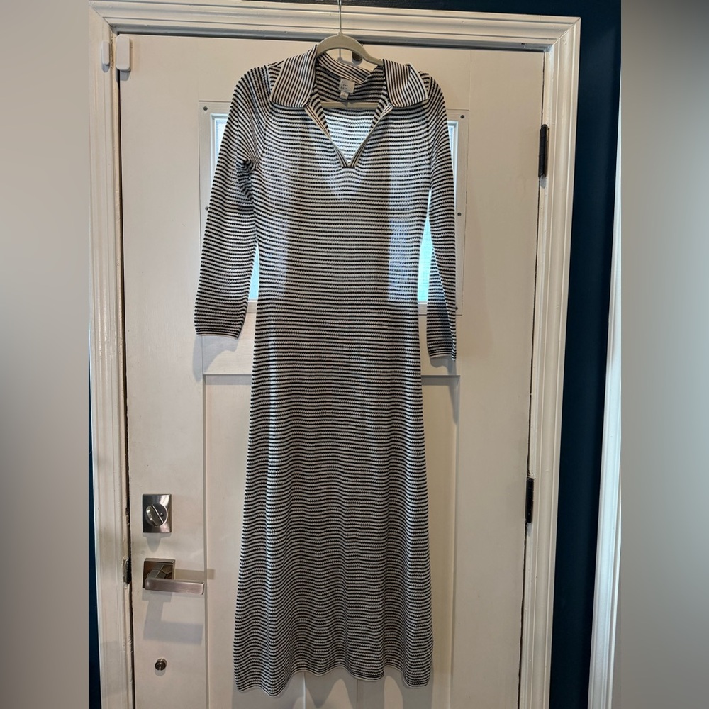 a new day Black and White Striped Long Sleeve Dress